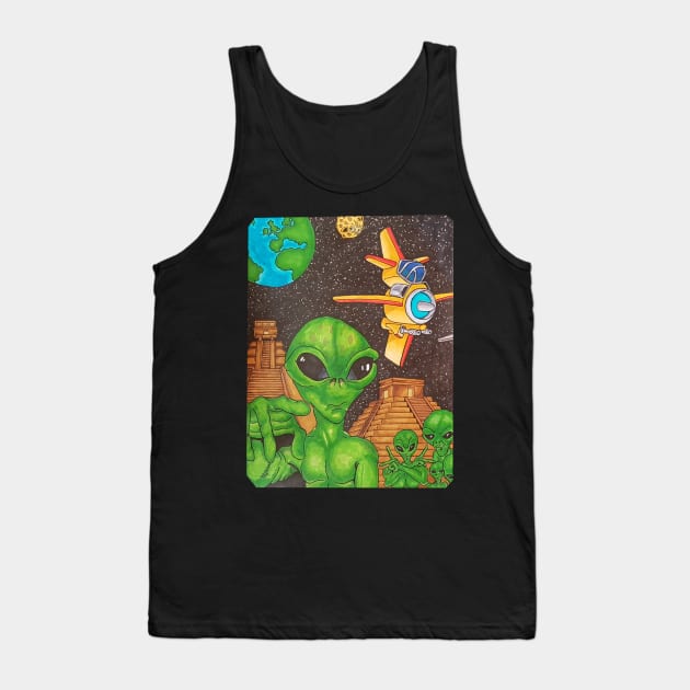 UFO Weird Alien World Tank Top by Mash75Art